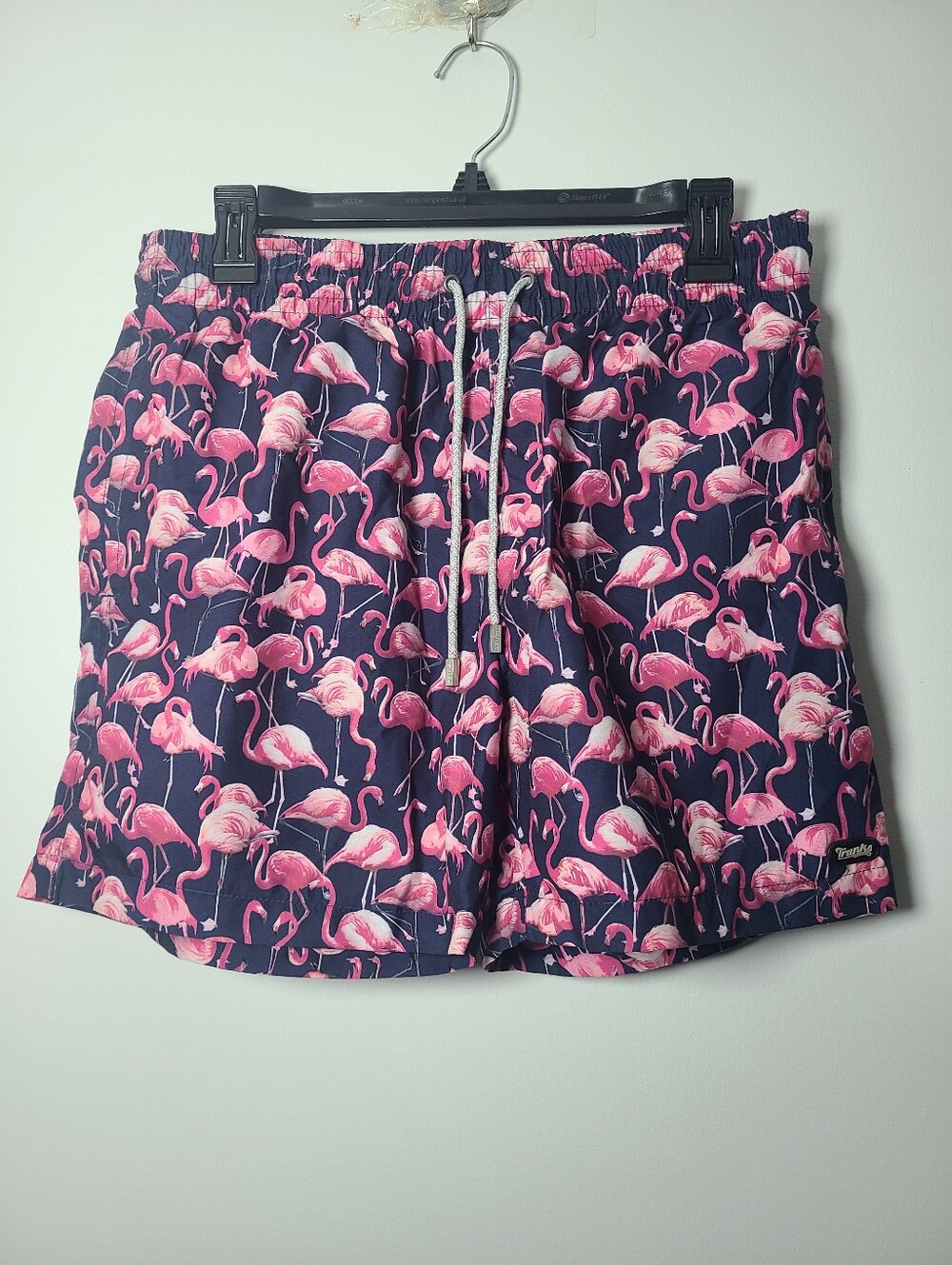 Trunks Surf&Swim - Flamingo Print Swim Shorts - Navy & Pink Mens Size Medium